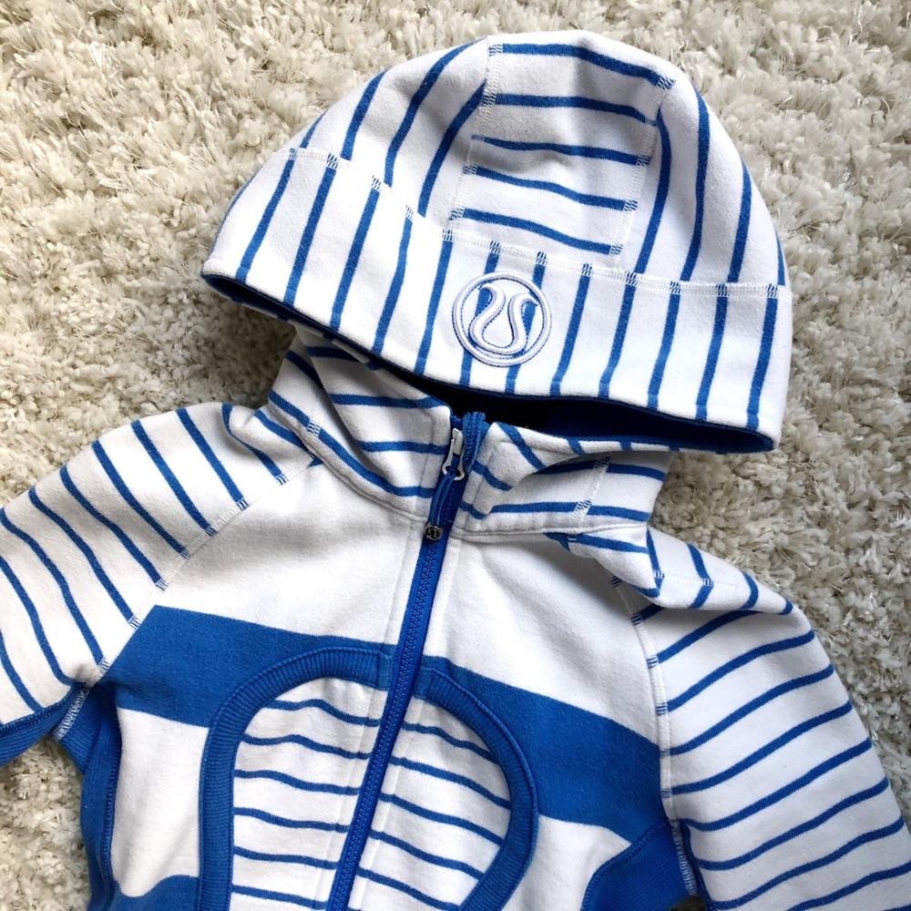Lululemon Pipe Dream Blue and White Scuba Hoodie